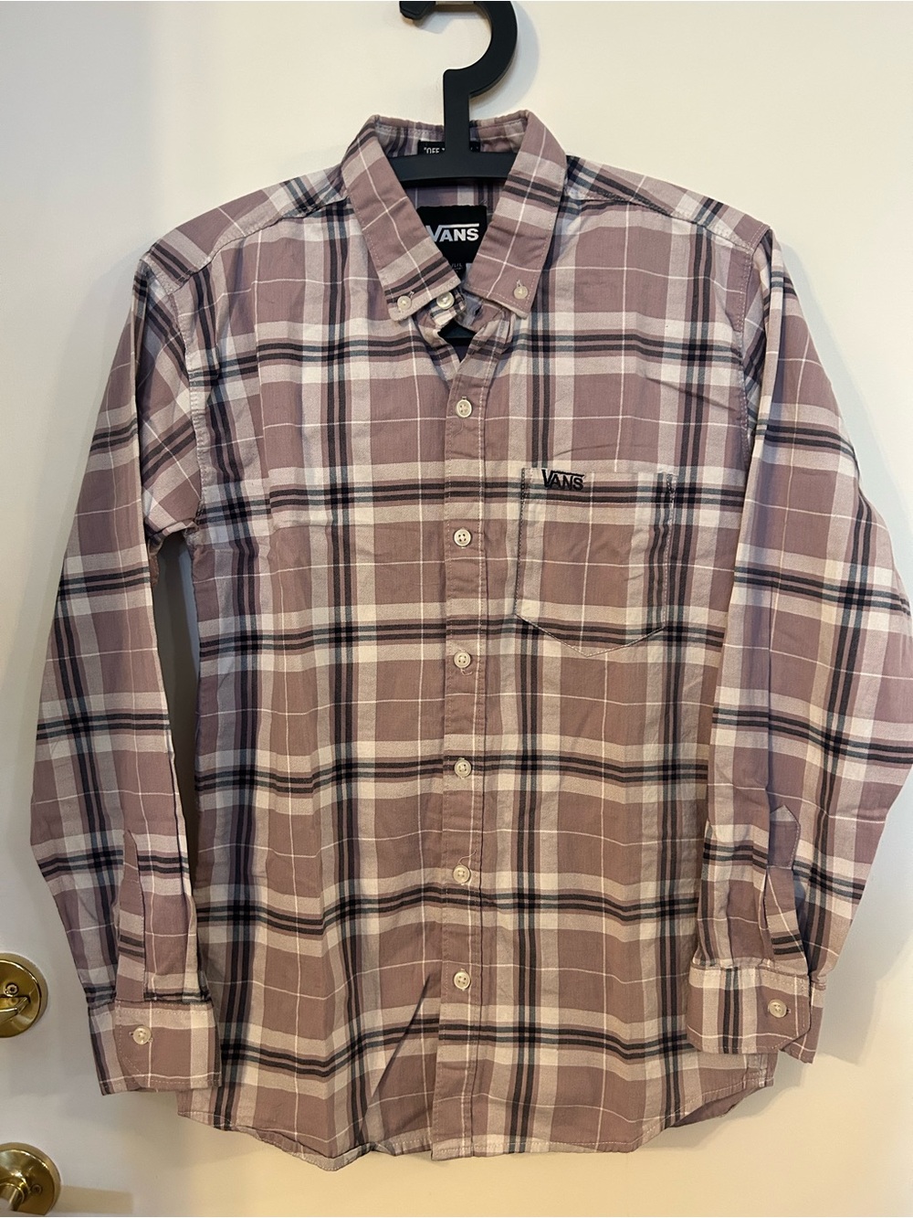 Vans Women’s Mauve Plaid Long-Sleeve Button-Down Shirt Size L